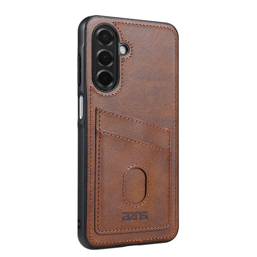 AZNS K1 Series For Samsung Galaxy A27 5G Case Calf Texture Anti-Drop PU+TPU Phone Cover with 2 Card Slot - Brown - 2