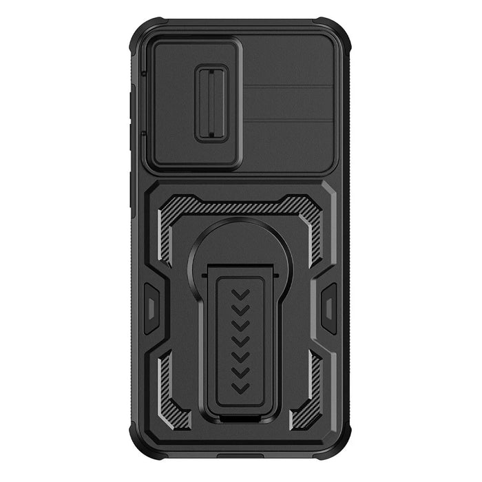 For Samsung Galaxy A57 5G Case Slide Lens Shield PC + TPU Kickstand Phone Cover - Black - 2