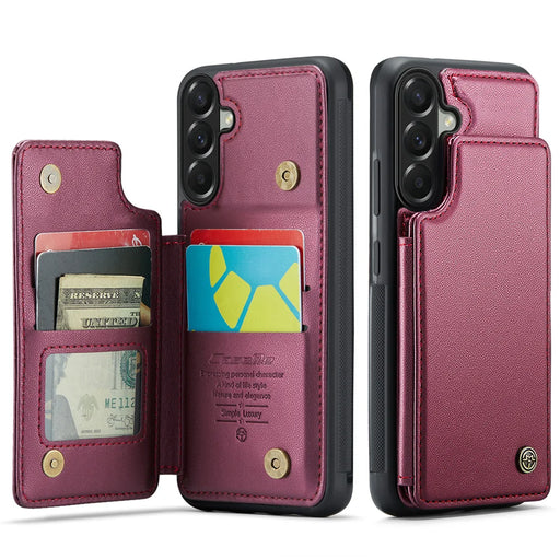 CASEME C22 for Samsung Galaxy A57 5G Case with RFID Blocking 5 Card Slots Leather Back Cover - Red - 1