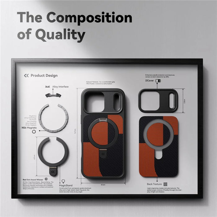 CASEKOO Geometry Series for iPhone 18 Pro / 17 Pro Magnetic Case UV Printing Ring Kickstand PC + TPU Shockproof Cover - Blue - 7