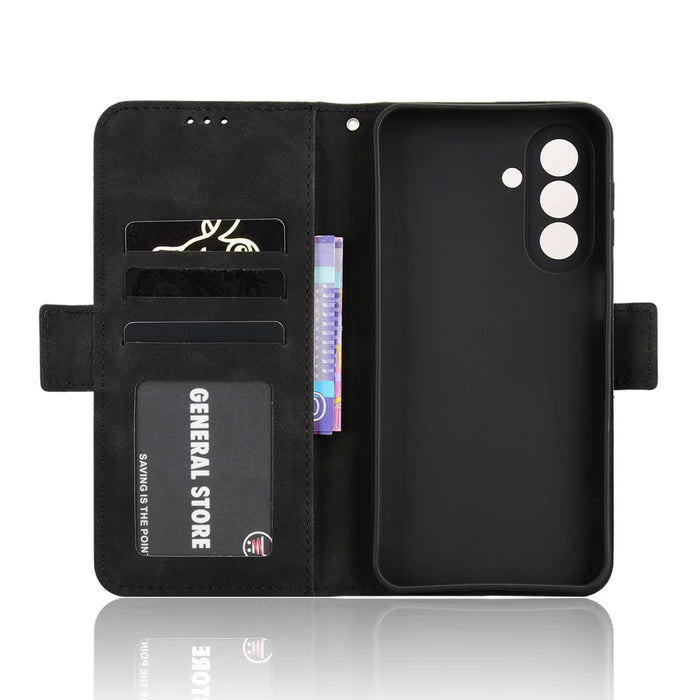 For Samsung Galaxy A27 5G Leather Case Phone Wallet Cover with Multiple Card Slots - Black - 4