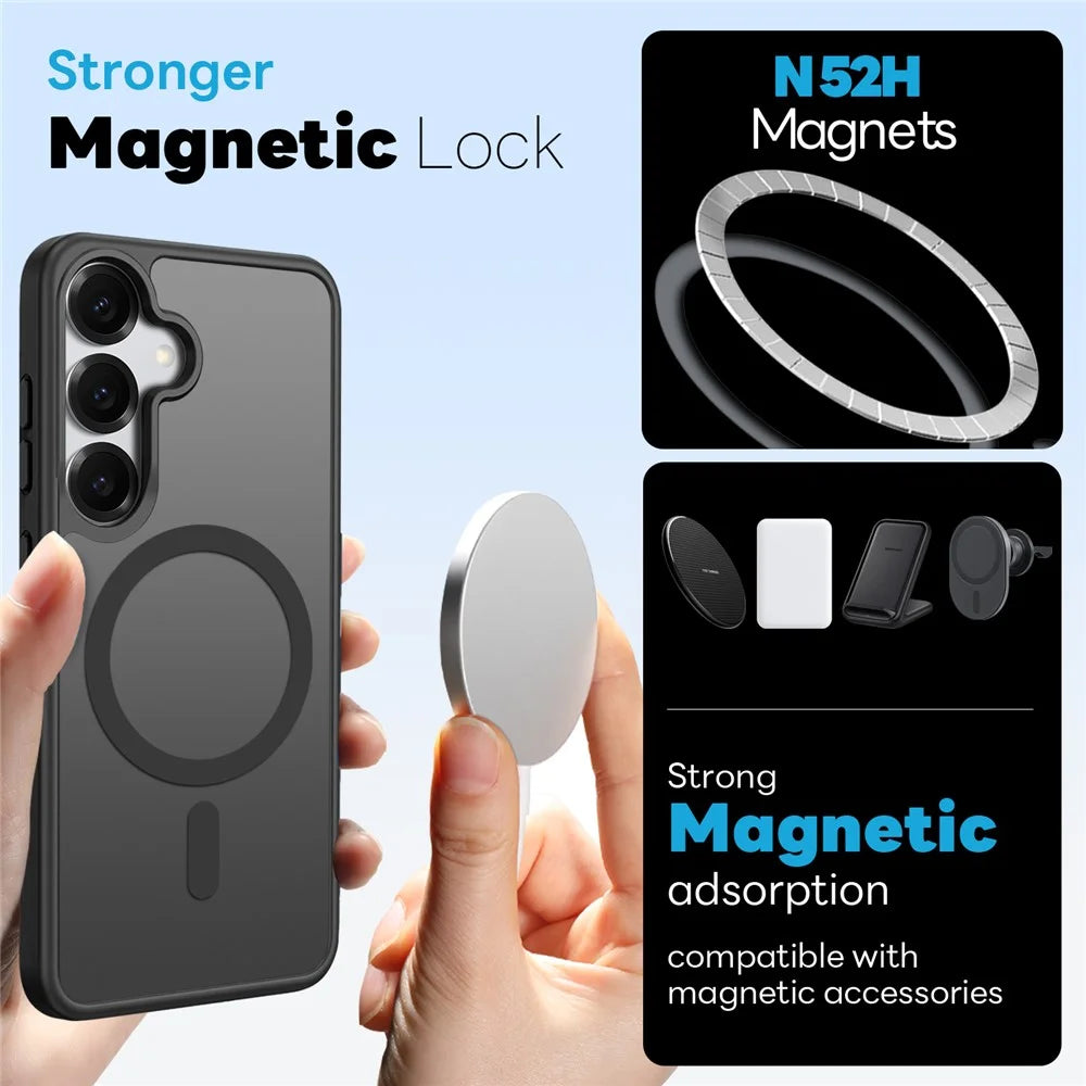 NORTHJO For Samsung Galaxy S24+ Case Translucent Matte Shockproof Phone Cover with Tempered Glass Film - Black - 2