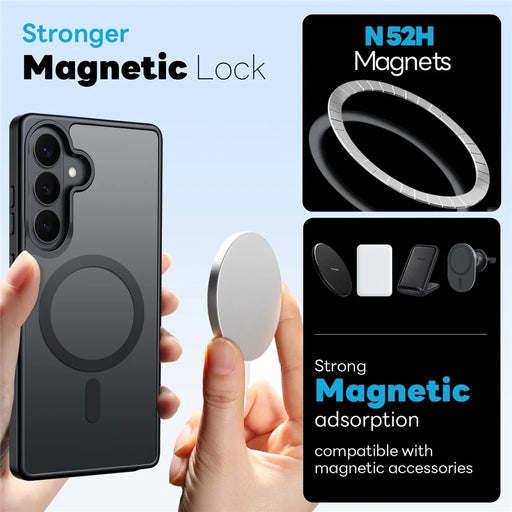 NORTHJO For Samsung Galaxy S26+ Case Translucent Matte Shockproof Phone Cover with Tempered Glass Film - Black - 2