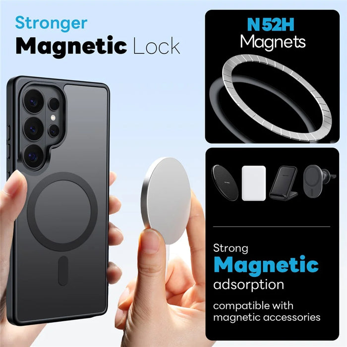 NORTHJO 5 in 1 Set for Samsung Galaxy S26 Ultra Magnetic Case Translucent Matte Shockproof Phone Cover with 2Pcs Front Screen Protector + 2Pcs Lens Film - Black - 2