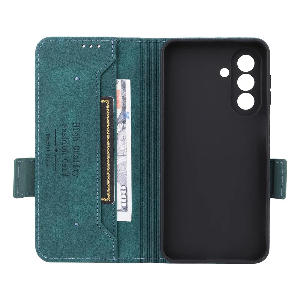 For Samsung Galaxy A27 5G Phone Case Leather Wallet Flip Phone Cover with Hardware Decor - Green - 2