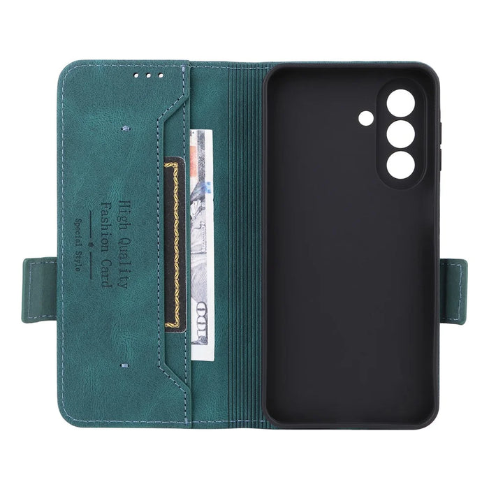 For Samsung Galaxy A37 5G Phone Case Leather Wallet Flip Phone Cover with Hardware Decor - Green - 2
