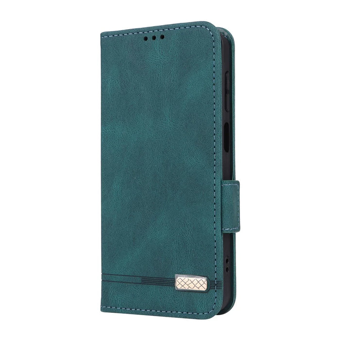 For Samsung Galaxy A37 5G Phone Case Leather Wallet Flip Phone Cover with Hardware Decor - Green - 6