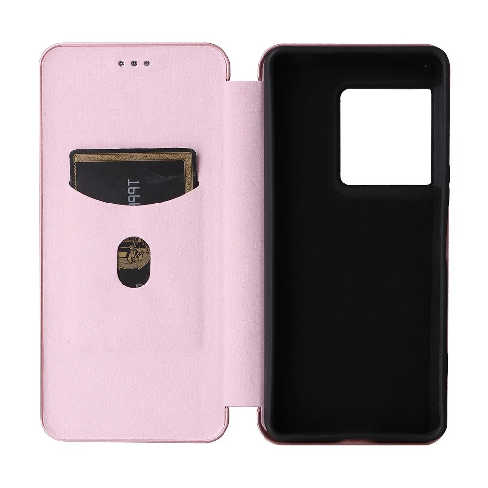 For Sony Xperia 1 VIII Phone Case Carbon Fiber Texture Drop-Proof PU Leather Phone Cover - Rose Gold - 3