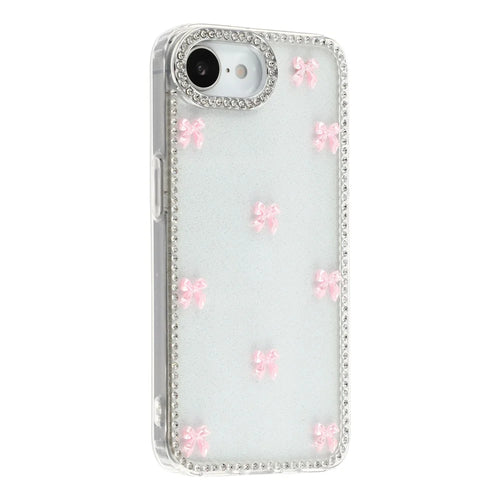 For iPhone 17e / 16e Case Rhinestone Aurora Butterfly Bow Glitter TPU + PC IMD Phone Cover - Glitter Transparent - 1