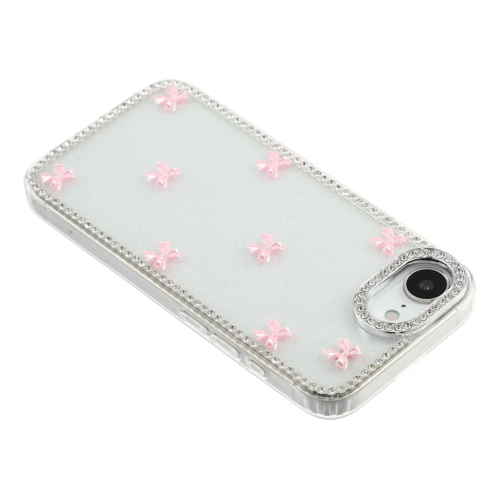 For iPhone 17e / 16e Case Rhinestone Aurora Butterfly Bow Glitter TPU + PC IMD Phone Cover - Glitter Transparent - 5