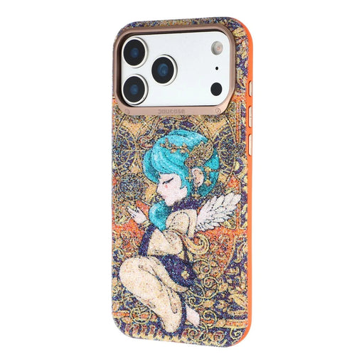 JAUCASE for iPhone 17 Pro Magnetic Case Glitter Angel Pattern Shockproof TPU PC Cover - Orange - 1