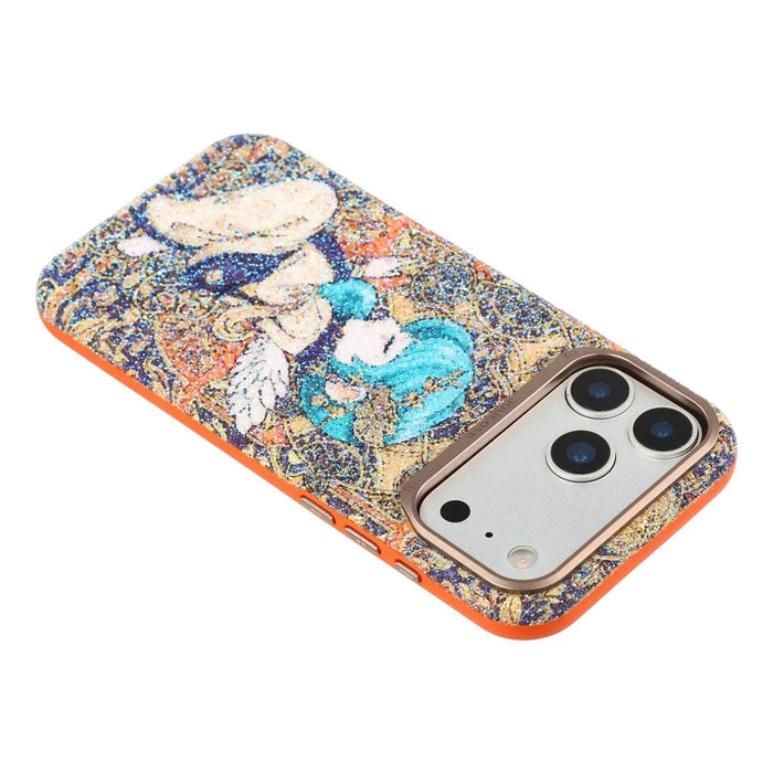 JAUCASE for iPhone 17 Pro Magnetic Case Glitter Angel Pattern Shockproof TPU PC Cover - Orange - 5