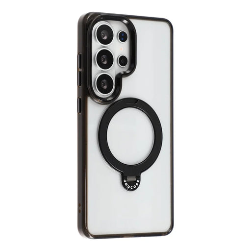 JAUCASE For Samsung Galaxy S26 Ultra Case with Rotating Kickstand TPU + PC Clear Phone Back Cover - Transparent Black - 1