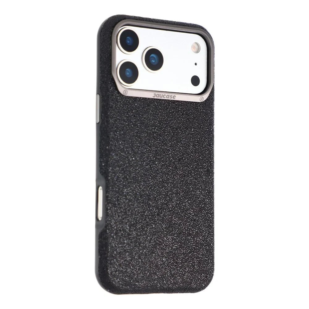 JAUCASE for iPhone 17 Pro Magnetic Case Glitter Caviar Craft Finish Shockproof TPU PC Cover - Black - 1