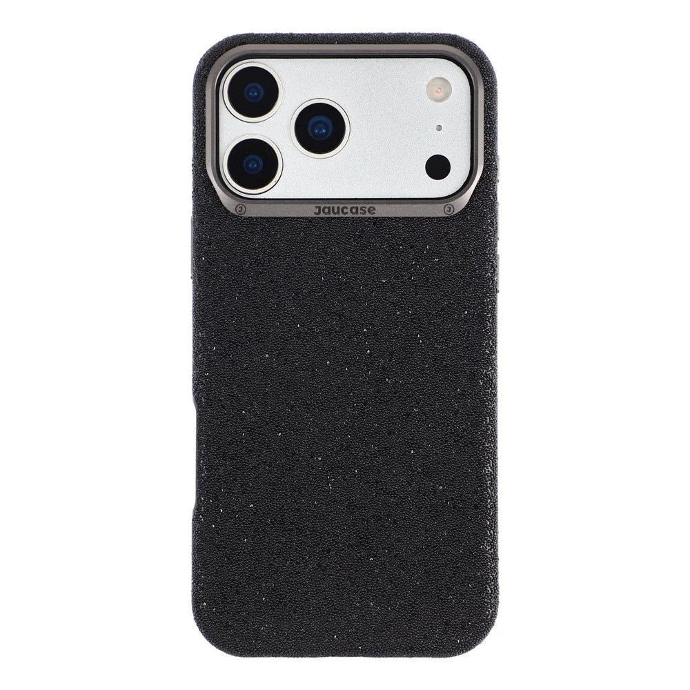 JAUCASE for iPhone 17 Pro Magnetic Case Glitter Caviar Craft Finish Shockproof TPU PC Cover - Black - 2