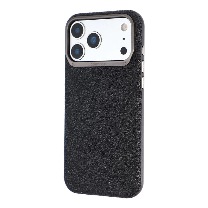 JAUCASE for iPhone 17 Pro Magnetic Case Glitter Caviar Craft Finish Shockproof TPU PC Cover - Black - 4