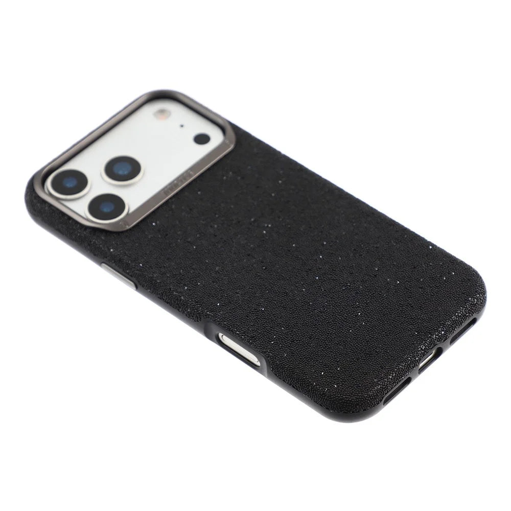 JAUCASE for iPhone 17 Pro Magnetic Case Glitter Caviar Craft Finish Shockproof TPU PC Cover - Black - 5