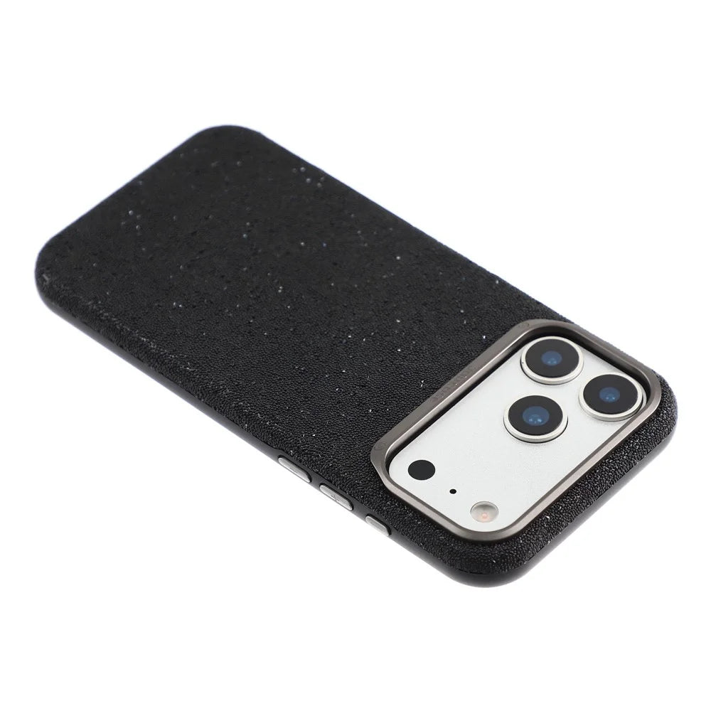 JAUCASE for iPhone 17 Pro Magnetic Case Glitter Caviar Craft Finish Shockproof TPU PC Cover - Black - 6