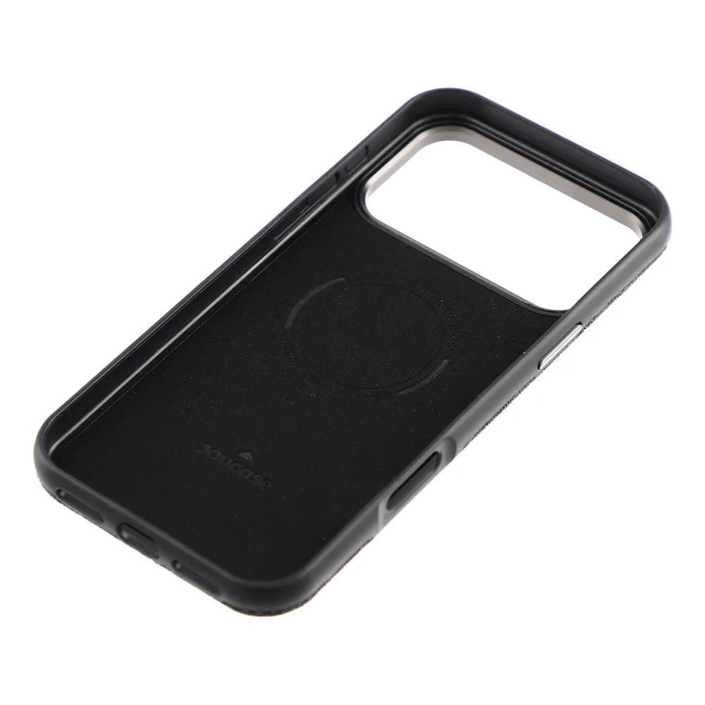 JAUCASE for iPhone 17 Pro Magnetic Case Glitter Caviar Craft Finish Shockproof TPU PC Cover - Black - 7