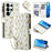 For Samsung Galaxy S26 Ultra Leather Case with Wrist Strap  /  Shoulder Strap Rhombic Floral Pattern Zipper Wallet Phone Cover - A5 - 1