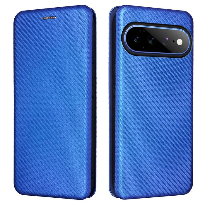For Google Pixel 11  /  Pixel 11 Pro Case Carbon Fiber Texture Drop-Proof PU Leather Phone Cover - Blue - 1