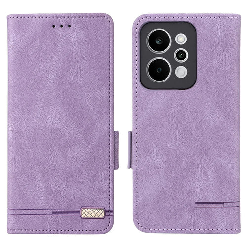 For Realme P4 Power 5G Case Leather Wallet Flip Phone Cover with Hardware Decor - Purple - 1