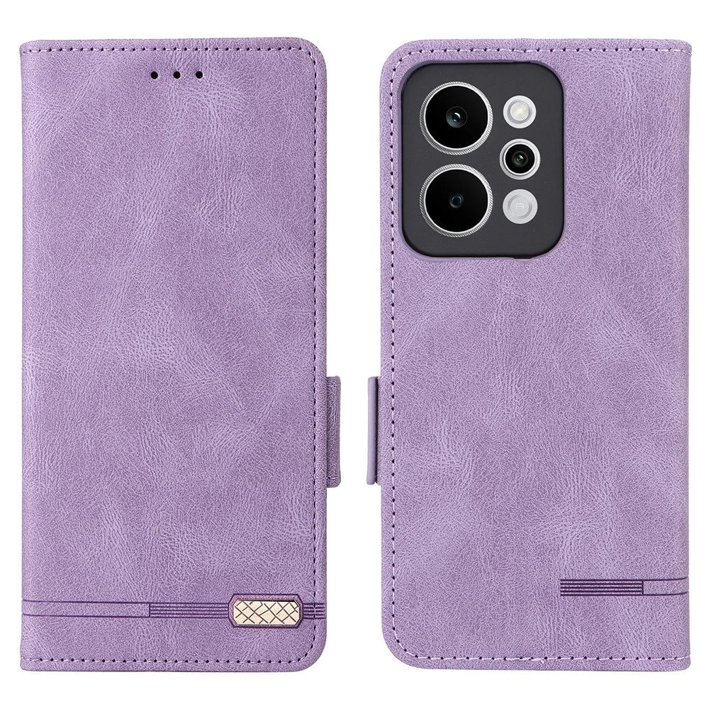 For Realme P4 Power 5G Case Leather Wallet Flip Phone Cover with Hardware Decor - Purple - 1