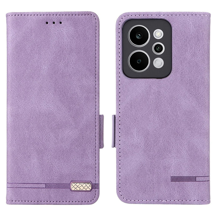 For Realme P4 Power 5G Case Leather Wallet Flip Phone Cover with Hardware Decor - Purple - 1