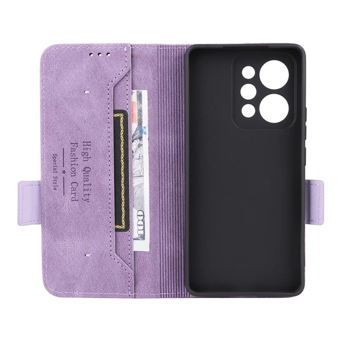 For Realme P4 Power 5G Case Leather Wallet Flip Phone Cover with Hardware Decor - Purple - 2