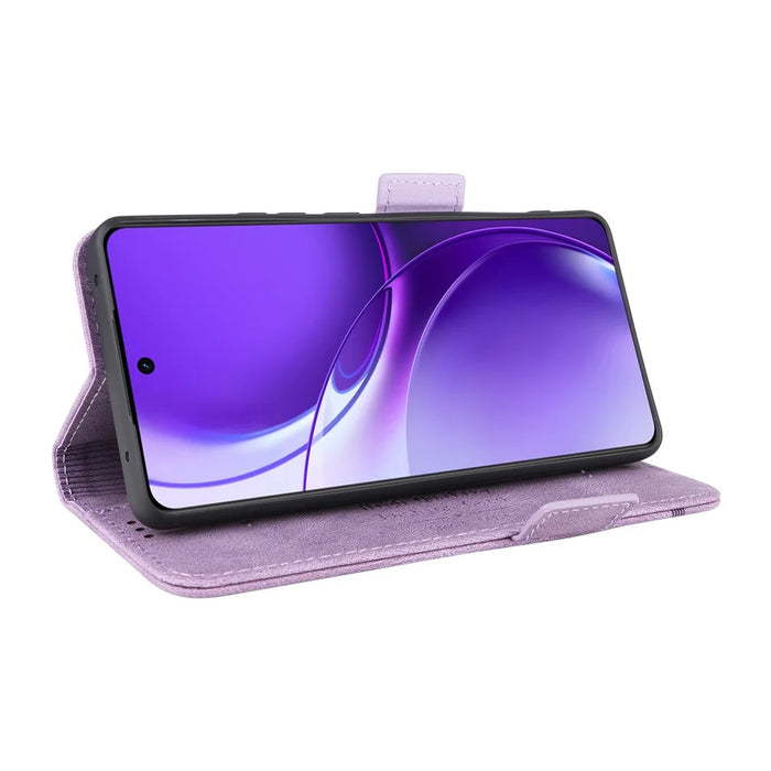 For Realme P4 Power 5G Case Leather Wallet Flip Phone Cover with Hardware Decor - Purple - 4