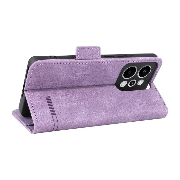 For Realme P4 Power 5G Case Leather Wallet Flip Phone Cover with Hardware Decor - Purple - 5