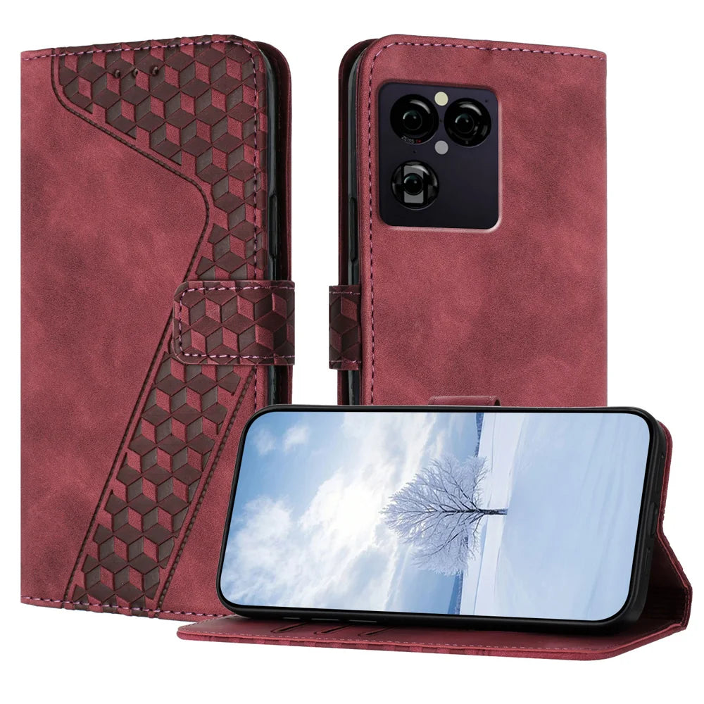 For Sony Xperia 1 VIII Leather Case 7-Shaped Pattern Wallet Stand Shockproof Phone Cover - Brown - 1
