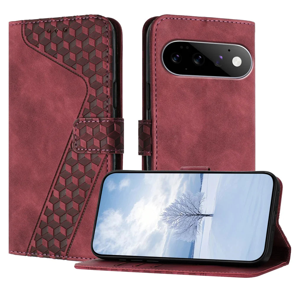 For Google Pixel 11 Pro / Pixel 11 Leather Case 7-Shaped Pattern Wallet Stand Shockproof Phone Cover - Brown - 1