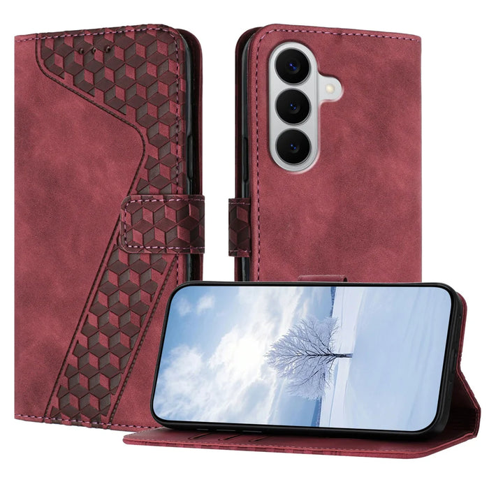 For Samsung Galaxy A27 5G Leather Case 7-Shaped Pattern Wallet Stand Shockproof Phone Cover - Brown - 1