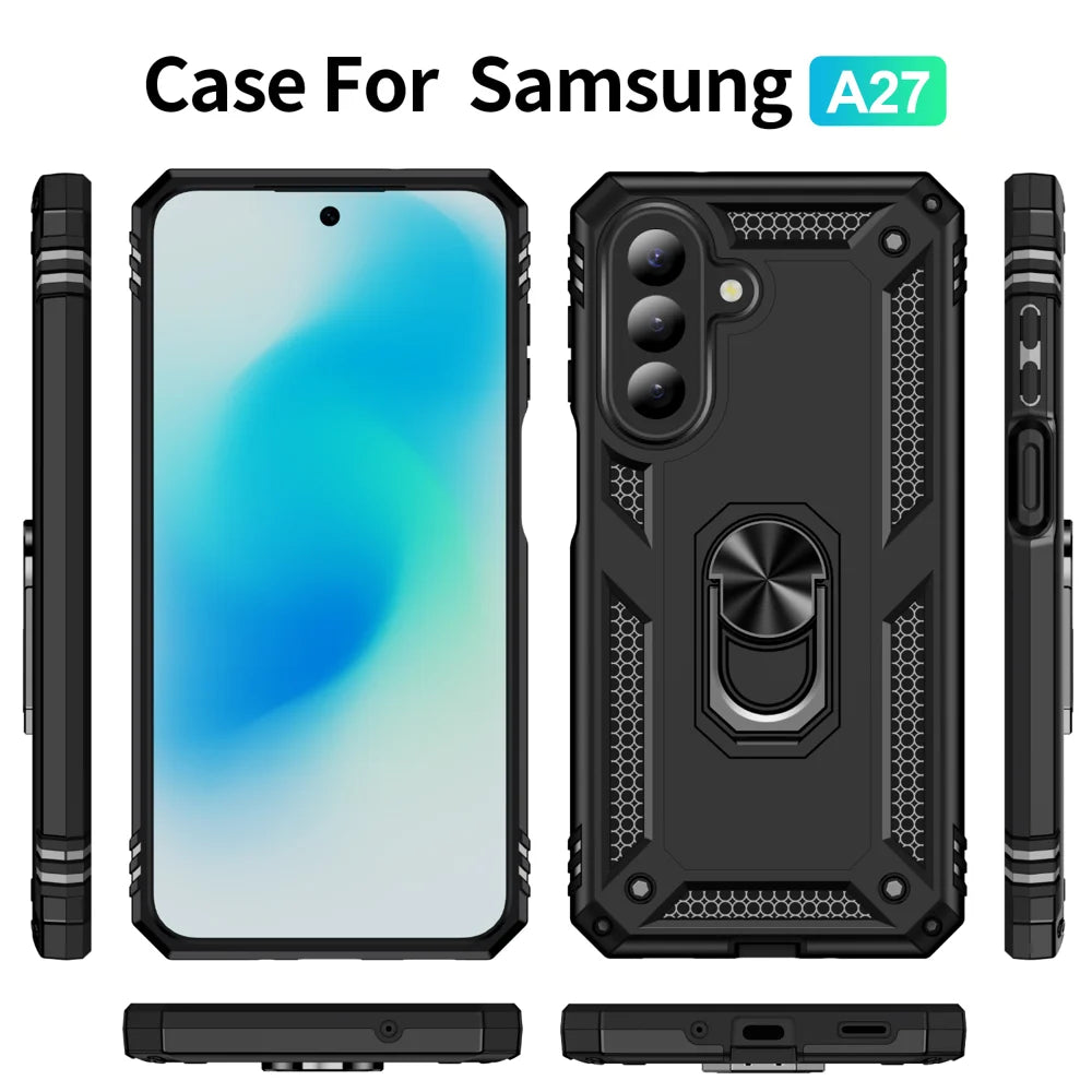 For Samsung Galaxy A27 5G Case PC + TPU Phone Cover with Kickstand - Black - 3