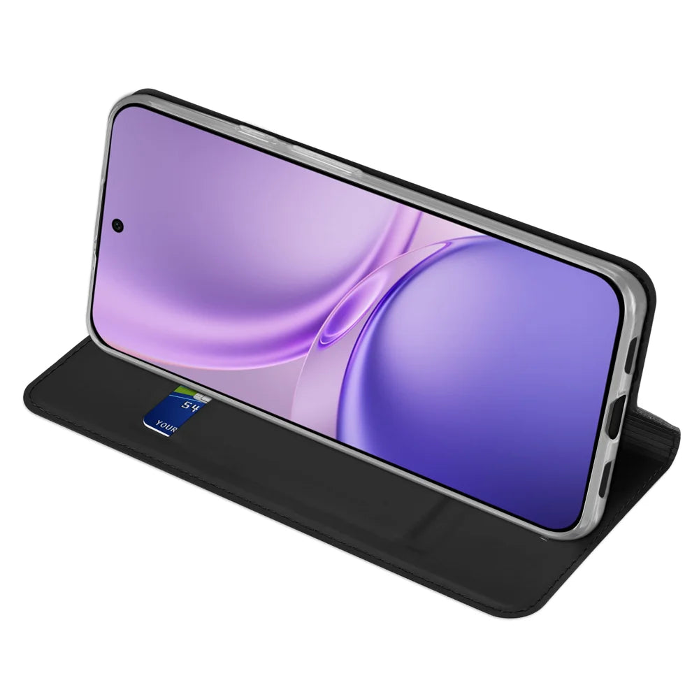 Dux Ducis for vivo S50 Pro mini 5G / vivo X300 FE 5G Case DUX DUCIS Skin Pro Series Leather Stand Cover Card Holder - Black - 5