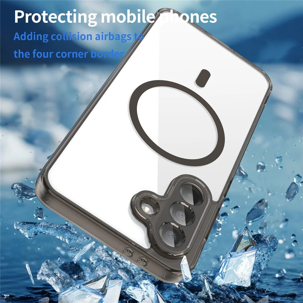 For Samsung Galaxy A18 5G / A18 4G / A17 5G / A17 4G Case Compatible with MagSafe Clear PC + TPU Shockproof Phone Back Cover - Transparent Black - 5