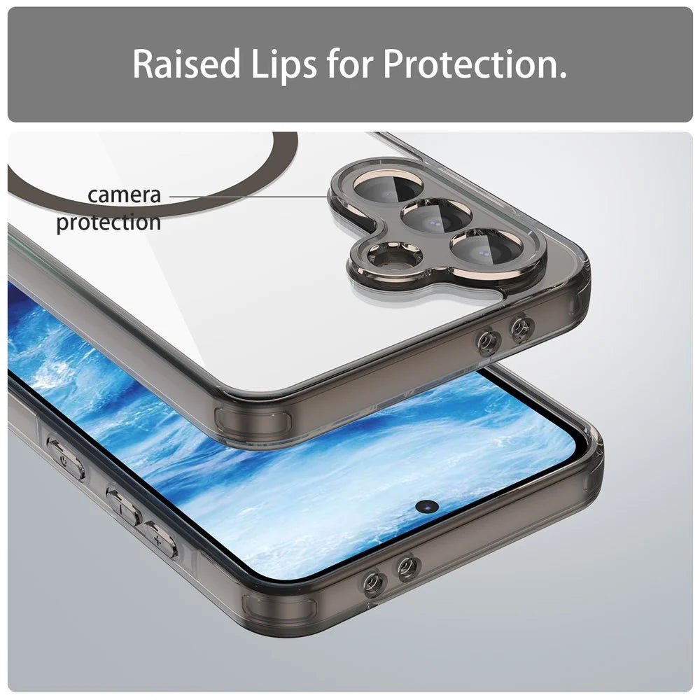 For Samsung Galaxy A18 5G / A18 4G / A17 5G / A17 4G Case Compatible with MagSafe Clear PC + TPU Shockproof Phone Back Cover - Transparent Black - 6