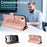 For iPhone 16e / iPhone 17e Wallet Case 9 Card Slots RFID Blocking Mandala Embossed Leather Flip Cover with Wrist Strap - Rose Gold - 3