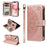 For iPhone 15 Wallet Case 9 Card Slots RFID Blocking Mandala Embossed Leather Flip Cover with Wrist Strap - Rose Gold - 2