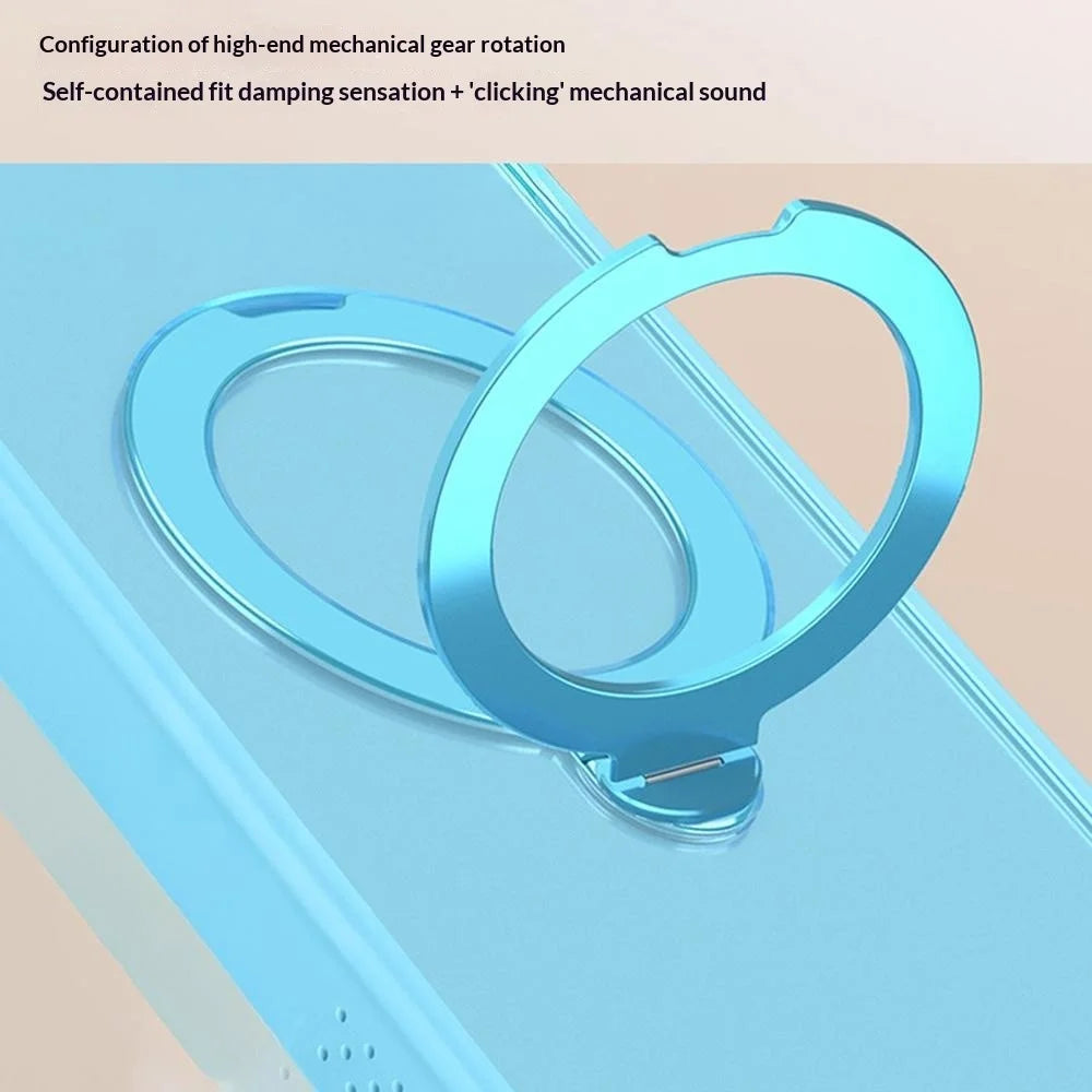 For Samsung Galaxy S25 Ultra Semi-transparent Frosted Back Cover Skin-friendly TPU PC Case with 360° Magnetic Rotating Kickstand - Lake Blue - 2