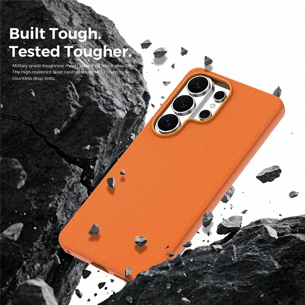 For Samsung Galaxy S26 Ultra Magnetic Case Tech Fabric Coated TPU + PC Anti-Drop Phone Cover - Orange - 3