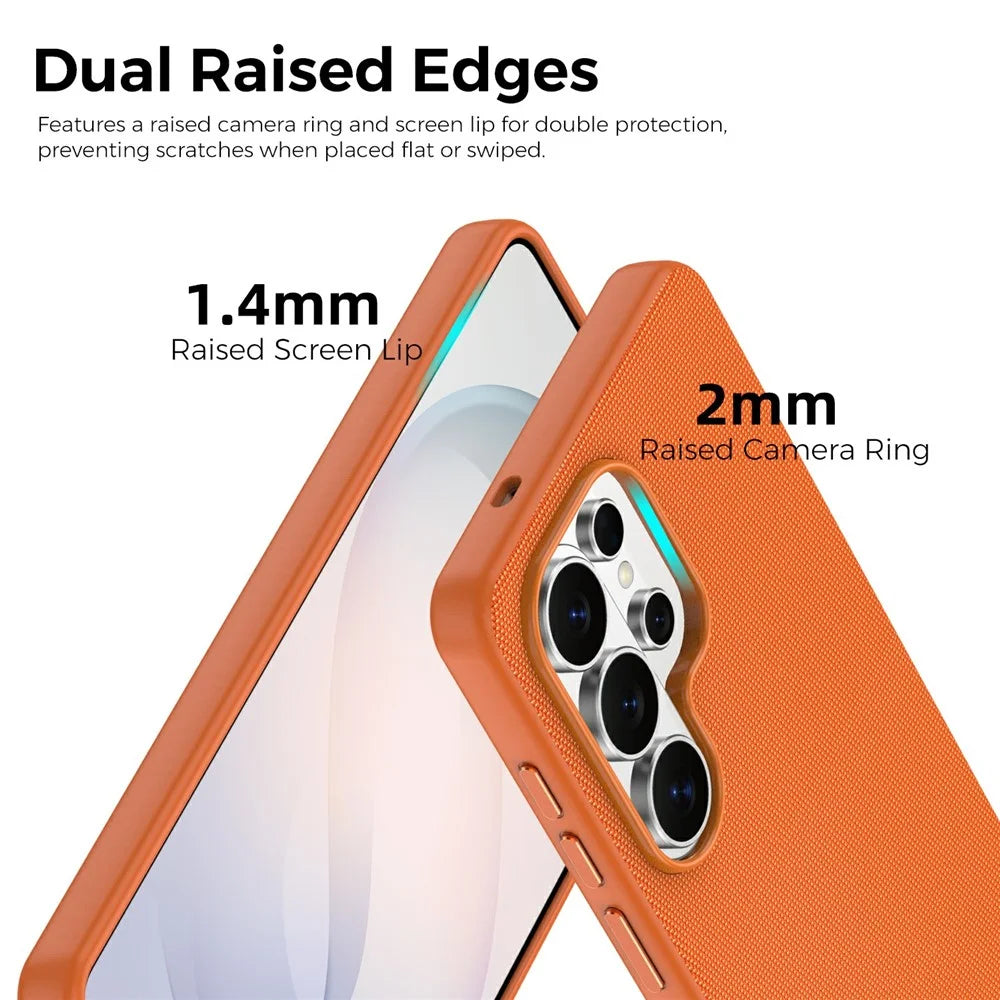 For Samsung Galaxy S26 Ultra Magnetic Case Tech Fabric Coated TPU + PC Anti-Drop Phone Cover - Orange - 4