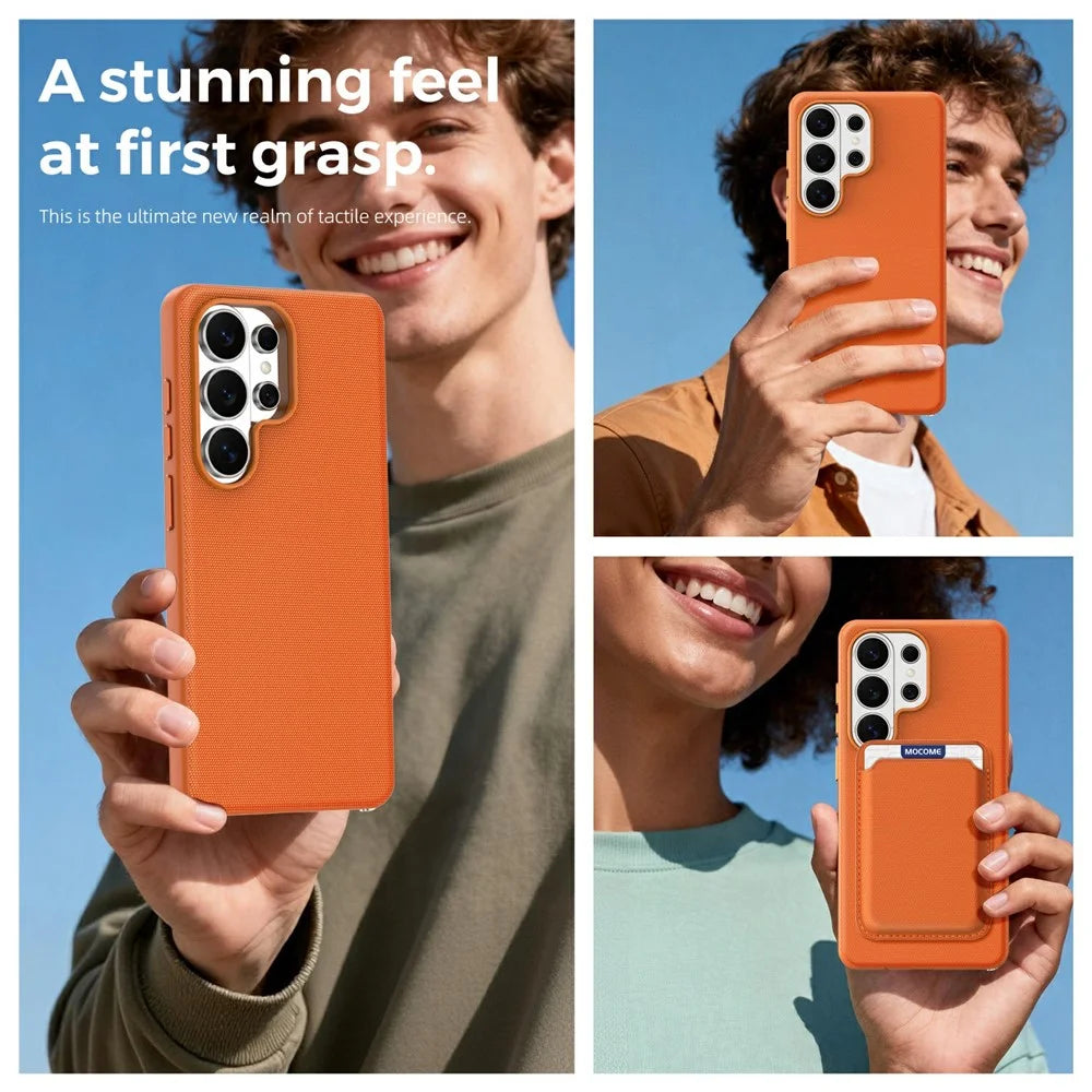 For Samsung Galaxy S26 Ultra Magnetic Case Tech Fabric Coated TPU + PC Anti-Drop Phone Cover - Orange - 7