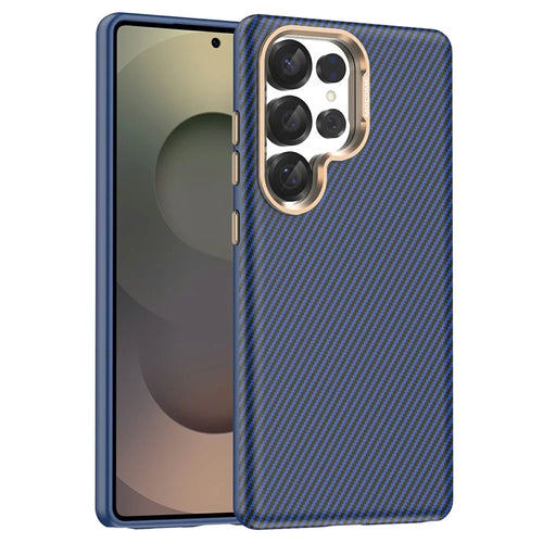 For Samsung Galaxy S25 Ultra Magnetic Case Carbon Fiber Texture Shockproof Leather TPU PC Protective Cover - Sapphire - 1
