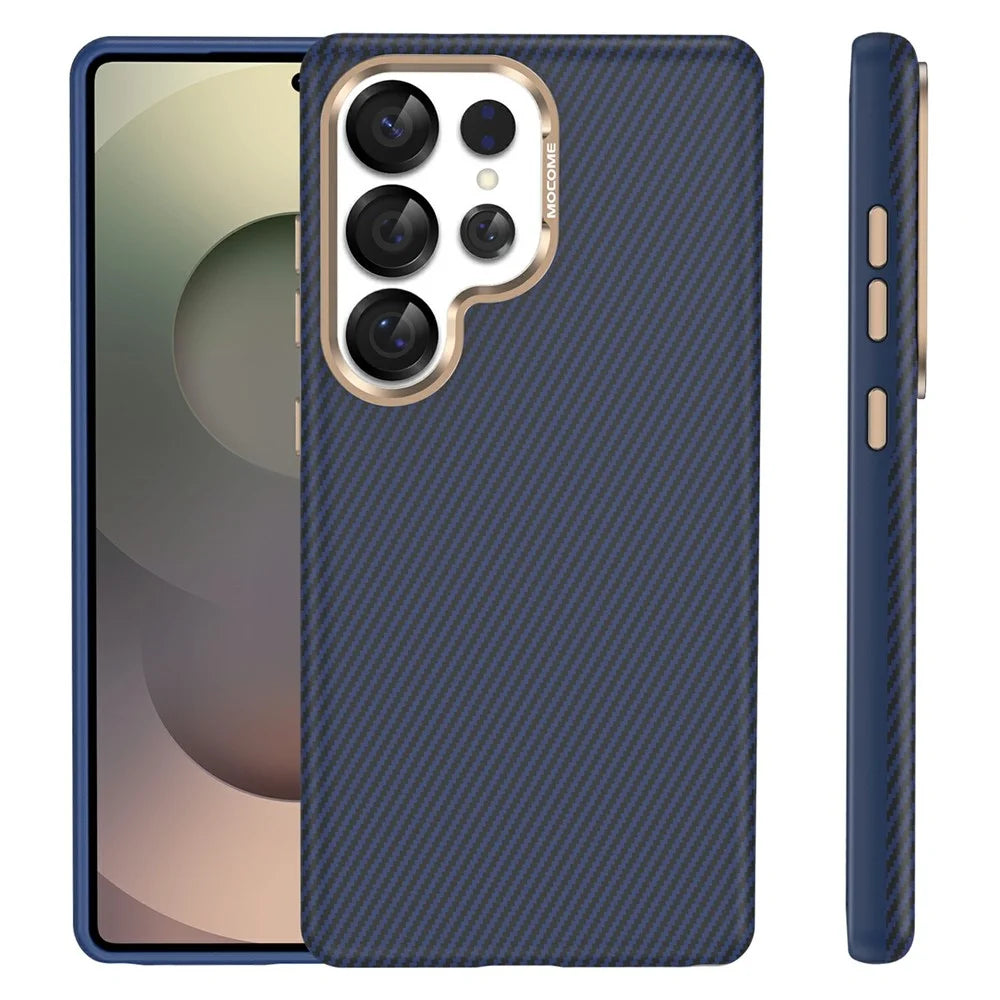 For Samsung Galaxy S25 Ultra Magnetic Case Carbon Fiber Texture Shockproof Leather TPU PC Protective Cover - Sapphire - 2