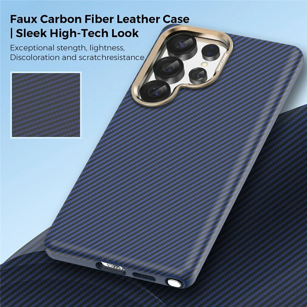 For Samsung Galaxy S25 Ultra Magnetic Case Carbon Fiber Texture Shockproof Leather TPU PC Protective Cover - Sapphire - 3