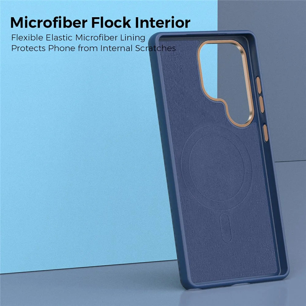 For Samsung Galaxy S25 Ultra Magnetic Case Carbon Fiber Texture Shockproof Leather TPU PC Protective Cover - Sapphire - 4