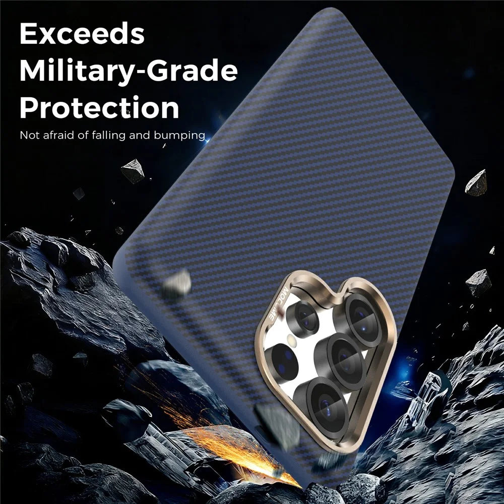 For Samsung Galaxy S25 Ultra Magnetic Case Carbon Fiber Texture Shockproof Leather TPU PC Protective Cover - Sapphire - 5