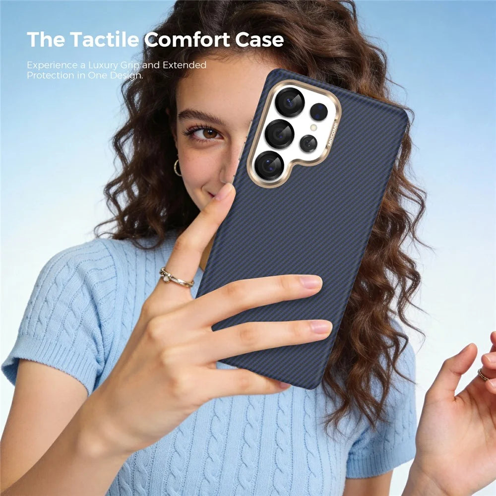 For Samsung Galaxy S25 Ultra Magnetic Case Carbon Fiber Texture Shockproof Leather TPU PC Protective Cover - Sapphire - 7
